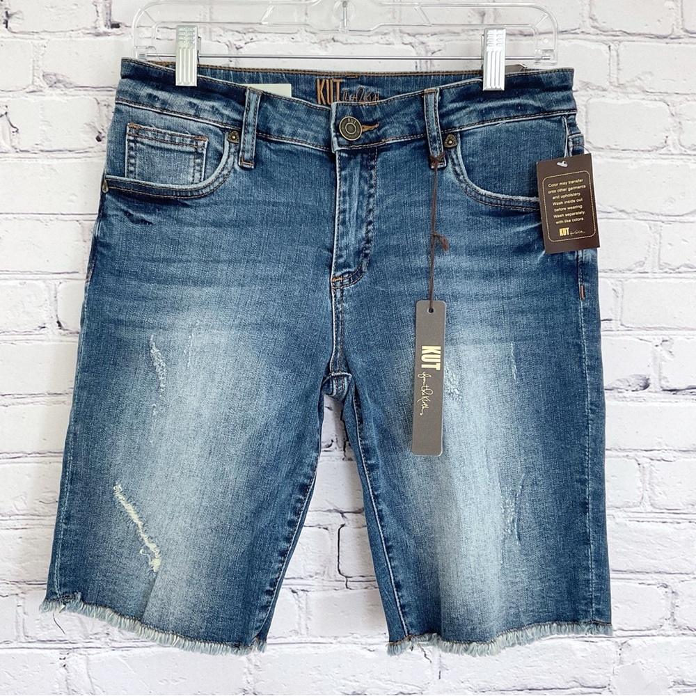 New Kut from the Kloth Bermuda Shorts Barb Mid Rise Size 2 Cut Off Frayed